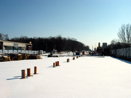 Zima na budowie stacji A22 - Wawrzyszew.