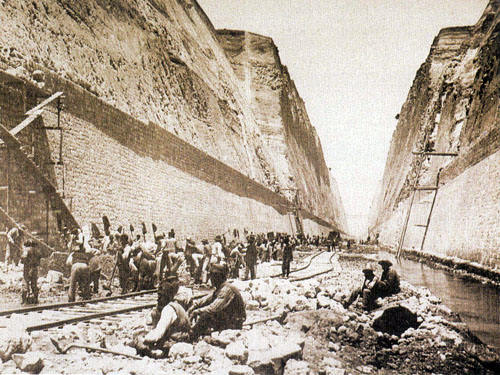 Kanał w trakcie budowy, na krótko przed jej końcem w 1889